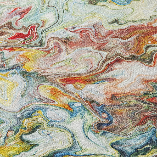 Homeroots 3' Abstract Washable Indoor Outdoor Area Rug In Beige Blue And Taupe - Durable & Stylish Design 8' X 10' Polyester 577965