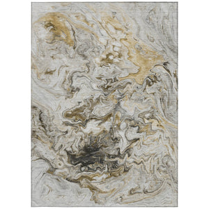 Homeroots 3' Abstract Washable Indoor Outdoor Area Rug In Beige Blue And Taupe - Durable & Stylish Design 3' X 5' Polyester 577968