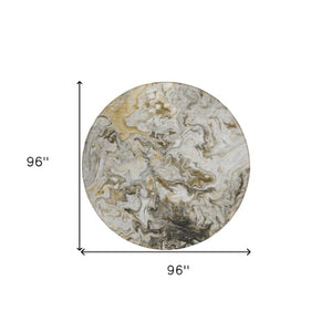 Homeroots 3' Abstract Washable Indoor Outdoor Area Rug In Beige Blue And Taupe - Durable & Stylish Design 8' Round Polyester 577970