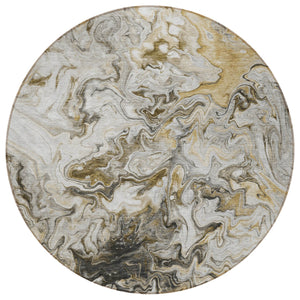 Homeroots 3' Abstract Washable Indoor Outdoor Area Rug In Beige Blue And Taupe - Durable & Stylish Design 8' Round Polyester 577970