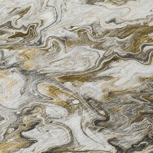 Homeroots 3' Abstract Washable Indoor Outdoor Area Rug In Beige Blue And Taupe - Durable & Stylish Design 8' X 10' Polyester 577971