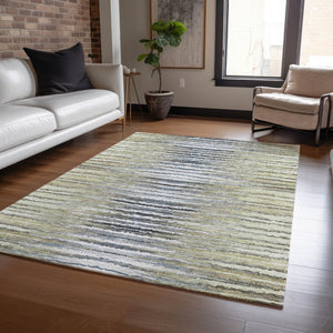 Homeroots 3' Beige Tan And Taupe Striped Washable Area Rug - Stylish Indoor Outdoor Décor For Any Space 3' X 5' Polyester 577974