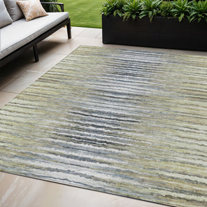 Homeroots 3' Beige Tan And Taupe Striped Washable Area Rug - Stylish Indoor Outdoor Décor For Any Space 5' X 8' Polyester 577975