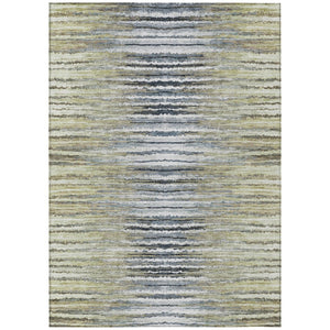 HomeRoots 5' Durable Beige Tan and Taupe Striped Washable Area Rug for Indoor and Outdoor Spaces, Easy Care 5' X 8' 577975