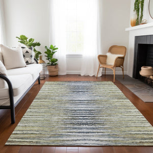 Homeroots 3' Beige Tan And Taupe Striped Washable Area Rug - Stylish Indoor Outdoor Décor For Any Space 5' X 8' Polyester 577975