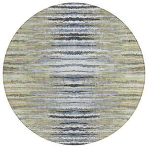 HomeRoots 5' Durable Beige Tan and Taupe Striped Washable Area Rug for Indoor and Outdoor Spaces, Easy Care 8' Round 577976