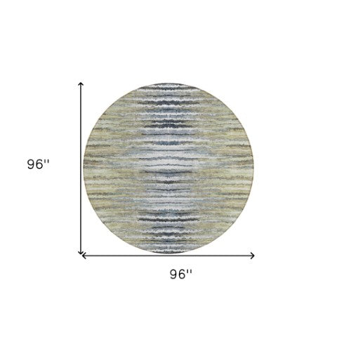 Homeroots 3' Beige Tan And Taupe Striped Washable Area Rug - Stylish Indoor Outdoor Décor For Any Space 8' Round Polyester 577976