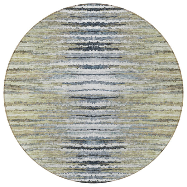 Homeroots 3' Beige Tan And Taupe Striped Washable Area Rug - Stylish Indoor Outdoor Décor For Any Space 8' Round Polyester 577976