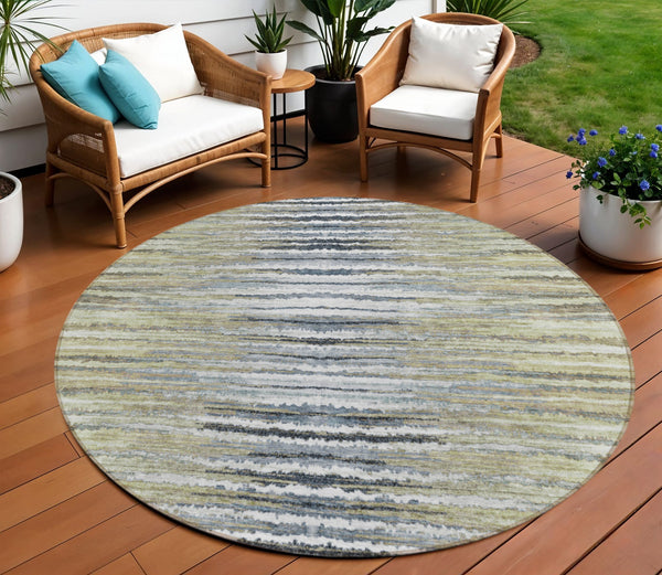 Homeroots 3' Beige Tan And Taupe Striped Washable Area Rug - Stylish Indoor Outdoor Décor For Any Space 8' Round Polyester 577976