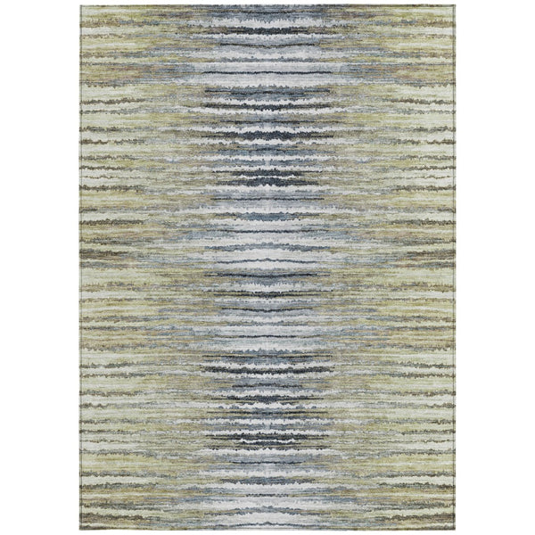 Homeroots 3' Beige Tan And Taupe Striped Washable Area Rug - Stylish Indoor Outdoor Décor For Any Space 8' X 10' Polyester 577977