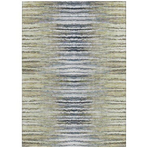 Homeroots 3' Beige Tan And Taupe Striped Washable Area Rug - Stylish Indoor Outdoor Décor For Any Space 10' X 14' Polyester 577979