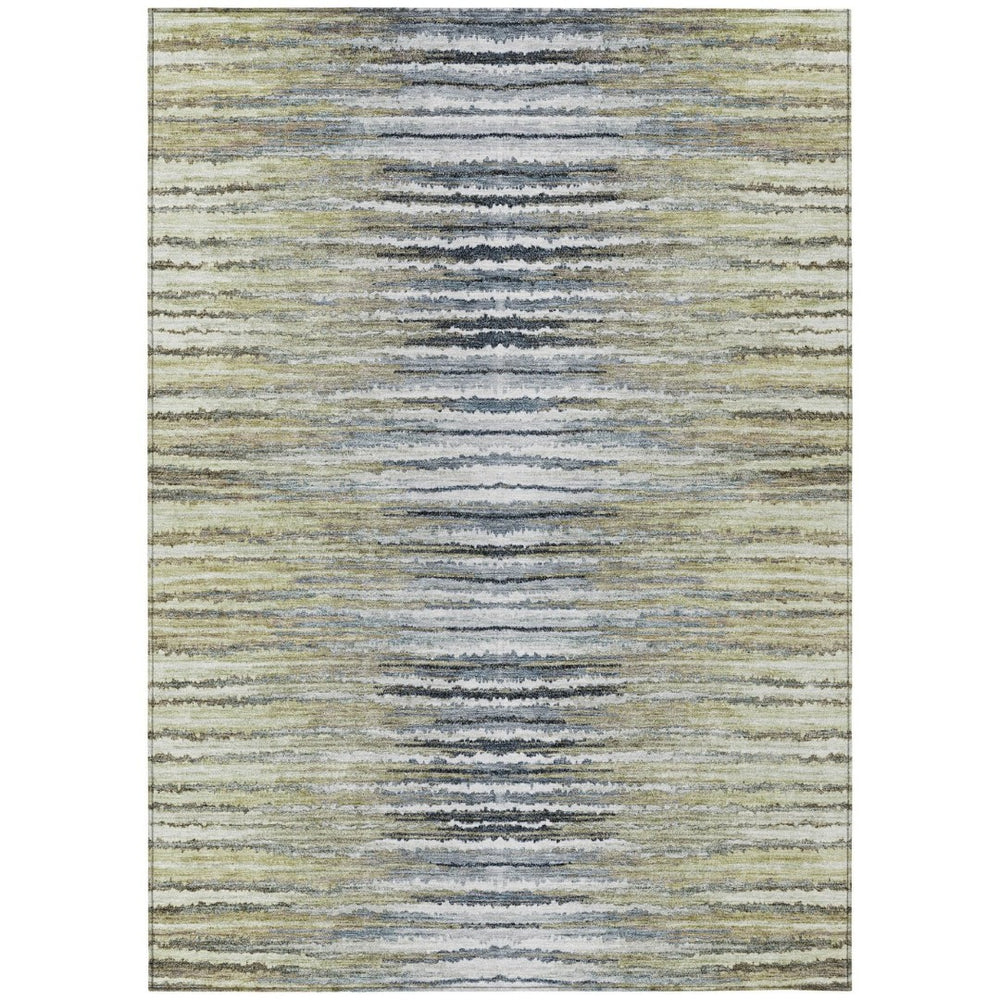 HomeRoots 5' Durable Beige Tan and Taupe Striped Washable Area Rug for Indoor and Outdoor Spaces, Easy Care 10' X 14' 577979