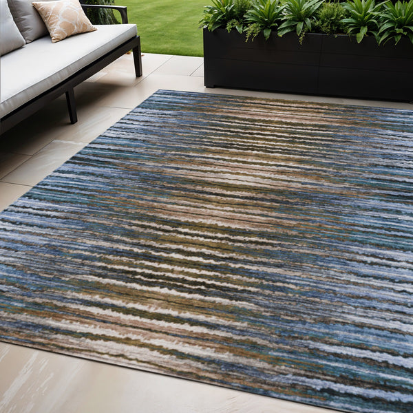 Homeroots 3' Beige Tan And Taupe Striped Washable Area Rug - Stylish Indoor Outdoor Décor For Any Space 5' X 8' Polyester 577981