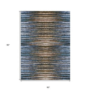 Homeroots 3' Beige Tan And Taupe Striped Washable Area Rug - Stylish Indoor Outdoor Décor For Any Space 5' X 8' Polyester 577981