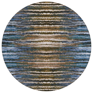 HomeRoots 5' Coastal Striped Washable Area Rug for Indoor & Outdoor Spaces - Durable & Easy-Care Design 8' Round 577982