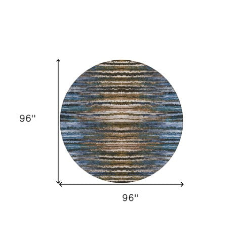 Homeroots 3' Beige Tan And Taupe Striped Washable Area Rug - Stylish Indoor Outdoor Décor For Any Space 8' Round Polyester 577982