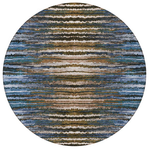 Homeroots 3' Beige Tan And Taupe Striped Washable Area Rug - Stylish Indoor Outdoor Décor For Any Space 8' Round Polyester 577982