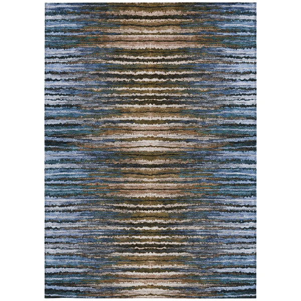 Homeroots 3' Beige Tan And Taupe Striped Washable Area Rug - Stylish Indoor Outdoor Décor For Any Space 8' X 10' Polyester 577983
