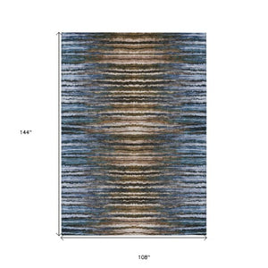 Homeroots 3' Beige Tan And Taupe Striped Washable Area Rug - Stylish Indoor Outdoor Décor For Any Space 9' X 12' Polyester 577984