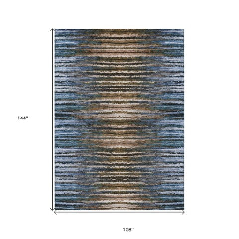 Homeroots 3' Beige Tan And Taupe Striped Washable Area Rug - Stylish Indoor Outdoor Décor For Any Space 9' X 12' Polyester 577984