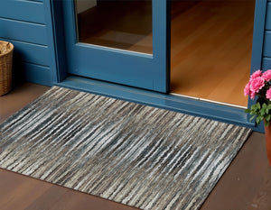 Homeroots 3' Beige Tan And Taupe Striped Washable Area Rug - Stylish Indoor Outdoor Décor For Any Space 3' X 5' Polyester 577986