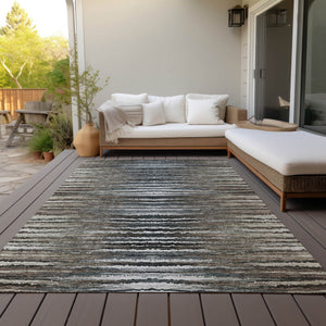 Homeroots 3' Beige Tan And Taupe Striped Washable Area Rug - Stylish Indoor Outdoor Décor For Any Space 5' X 8' Polyester 577987