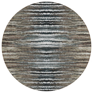 HomeRoots 5' Striped Washable Indoor Outdoor Area Rug - Durable, Stain-Resistant Design for High-Traffic Spaces 8' Round 577988