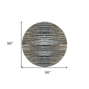 Homeroots 3' Beige Tan And Taupe Striped Washable Area Rug - Stylish Indoor Outdoor Décor For Any Space 8' Round Polyester 577988