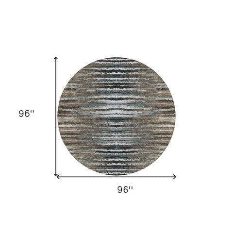 Homeroots 3' Beige Tan And Taupe Striped Washable Area Rug - Stylish Indoor Outdoor Décor For Any Space 8' Round Polyester 577988