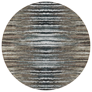 Homeroots 3' Beige Tan And Taupe Striped Washable Area Rug - Stylish Indoor Outdoor Décor For Any Space 8' Round Polyester 577988