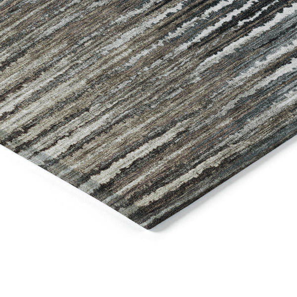 Homeroots 3' Beige Tan And Taupe Striped Washable Area Rug - Stylish Indoor Outdoor Décor For Any Space 8' X 10' Polyester 577989