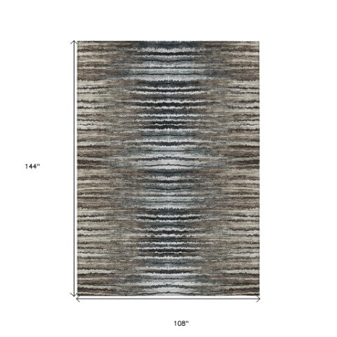 Homeroots 3' Beige Tan And Taupe Striped Washable Area Rug - Stylish Indoor Outdoor Décor For Any Space 9' X 12' Polyester 577990