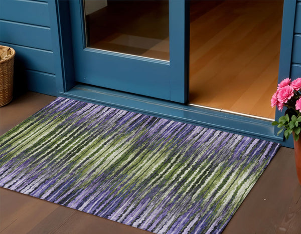 Homeroots 3' Beige Tan And Taupe Striped Washable Area Rug - Stylish Indoor Outdoor Décor For Any Space 3' X 5' Polyester 577992