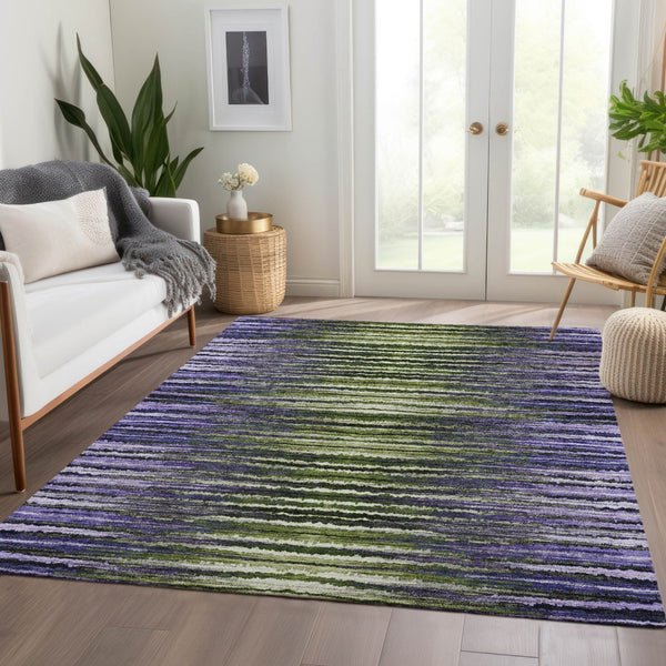 Homeroots 3' Beige Tan And Taupe Striped Washable Area Rug - Stylish Indoor Outdoor Décor For Any Space 3' X 5' Polyester 577992