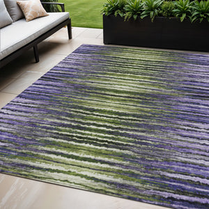 Homeroots 3' Beige Tan And Taupe Striped Washable Area Rug - Stylish Indoor Outdoor Décor For Any Space 5' X 8' Polyester 577993