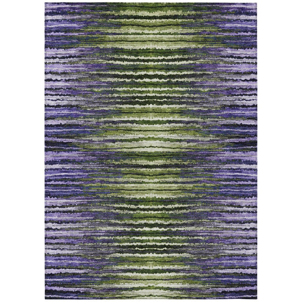 HomeRoots 5' Stylish Purple Lilac and Lavender Striped Indoor Outdoor Area Rug – Durable, Washable, Versatile Design 5' X 8' 577993