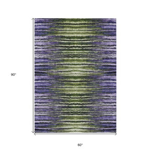 Homeroots 3' Beige Tan And Taupe Striped Washable Area Rug - Stylish Indoor Outdoor Décor For Any Space 5' X 8' Polyester 577993