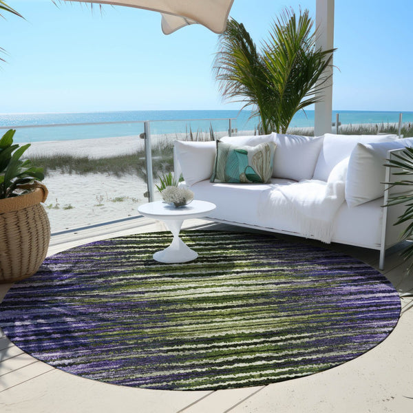 Homeroots 3' Beige Tan And Taupe Striped Washable Area Rug - Stylish Indoor Outdoor Décor For Any Space 8' Round Polyester 577994