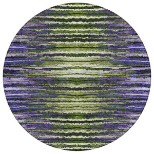 HomeRoots 5' Stylish Purple Lilac and Lavender Striped Indoor Outdoor Area Rug – Durable, Washable, Versatile Design 8' Round 577994