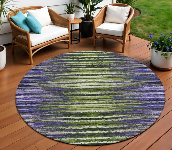 Homeroots 3' Beige Tan And Taupe Striped Washable Area Rug - Stylish Indoor Outdoor Décor For Any Space 8' Round Polyester 577994