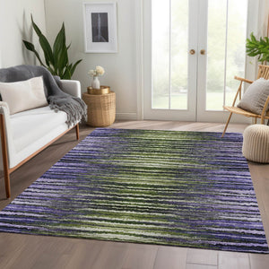 Homeroots 3' Beige Tan And Taupe Striped Washable Area Rug - Stylish Indoor Outdoor Décor For Any Space 8' X 10' Polyester 577995