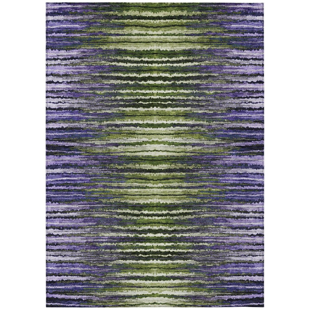 HomeRoots 5' Stylish Purple Lilac and Lavender Striped Indoor Outdoor Area Rug – Durable, Washable, Versatile Design 10' X 14' 577997