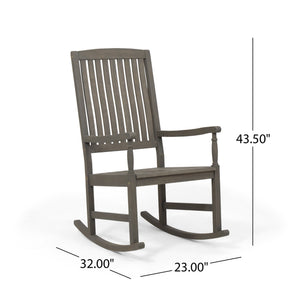 English Elm Christopher Knight Home® - Acacia Outdoor Porch Rocking Chair – Durable Acacia Hardwood, Rustic Slat Design, Smooth Rocking Motion Grey 65490.00GRY