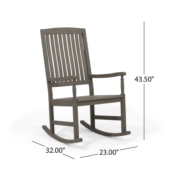 English Elm Christopher Knight Home® - Acacia Outdoor Porch Rocking Chair – Durable Acacia Hardwood, Rustic Slat Design, Smooth Rocking Motion Grey 65490.00GRY