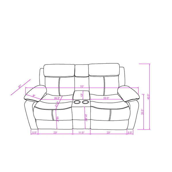 English Elm Blanche 2 Piece Reclining Sofa Set with Led Ambiance and Built in Audio System B201S00469