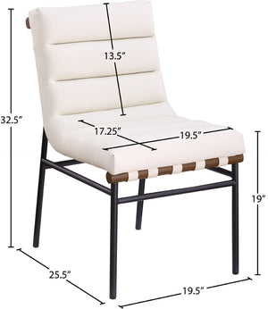 Meridian Furniture Burke Tufted Vegan Leather Dining Chair with Metal Frame and Walnut Dowels for Modern Room Cream 577Cream-C