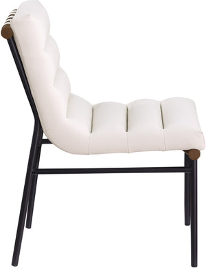 Meridian Furniture Burke Tufted Vegan Leather Dining Chair with Metal Frame and Walnut Dowels for Modern Room Cream 577Cream-C