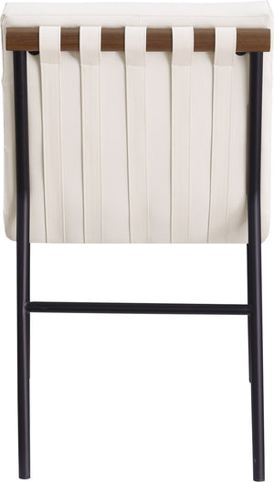 Meridian Furniture Burke Tufted Vegan Leather Dining Chair with Metal Frame and Walnut Dowels for Modern Room Cream 577Cream-C