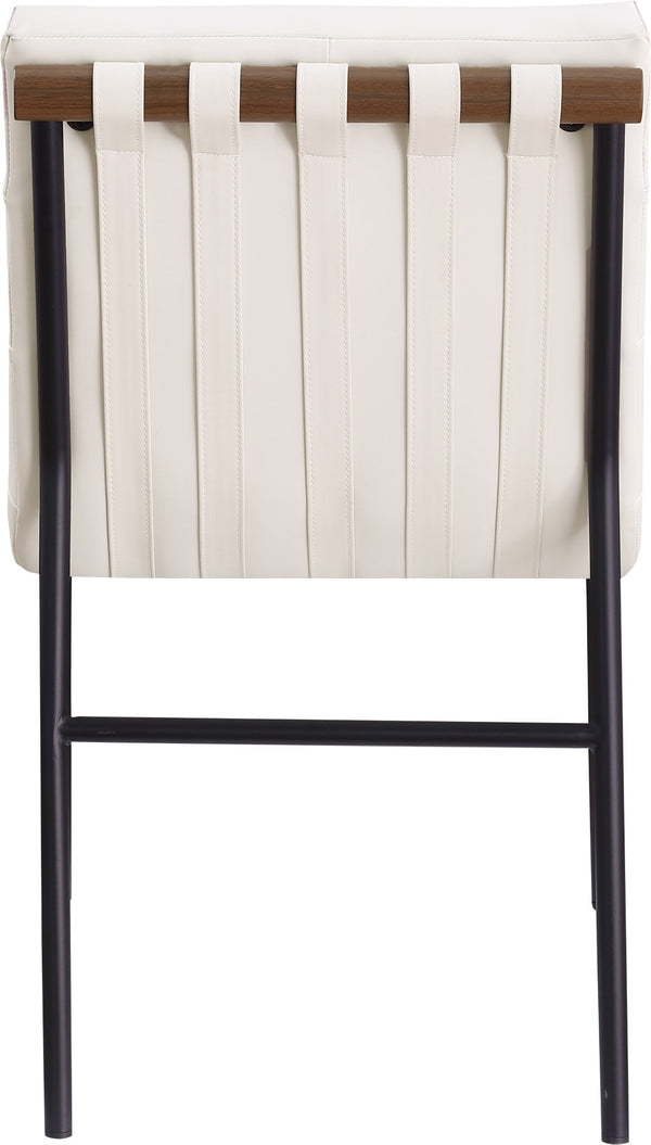 Meridian Furniture Burke Tufted Vegan Leather Dining Chair with Metal Frame and Walnut Dowels for Modern Room Cream 577Cream-C