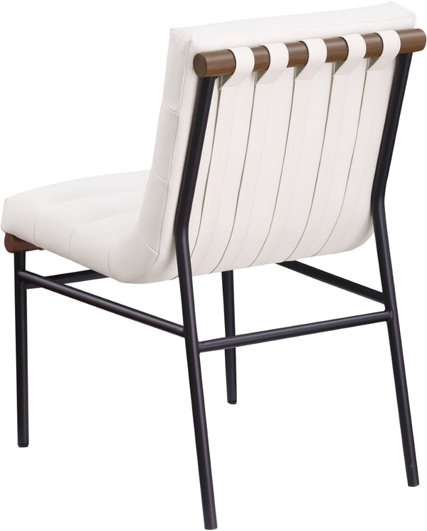 Meridian Furniture Burke Tufted Vegan Leather Dining Chair with Metal Frame and Walnut Dowels for Modern Room Cream 577Cream-C